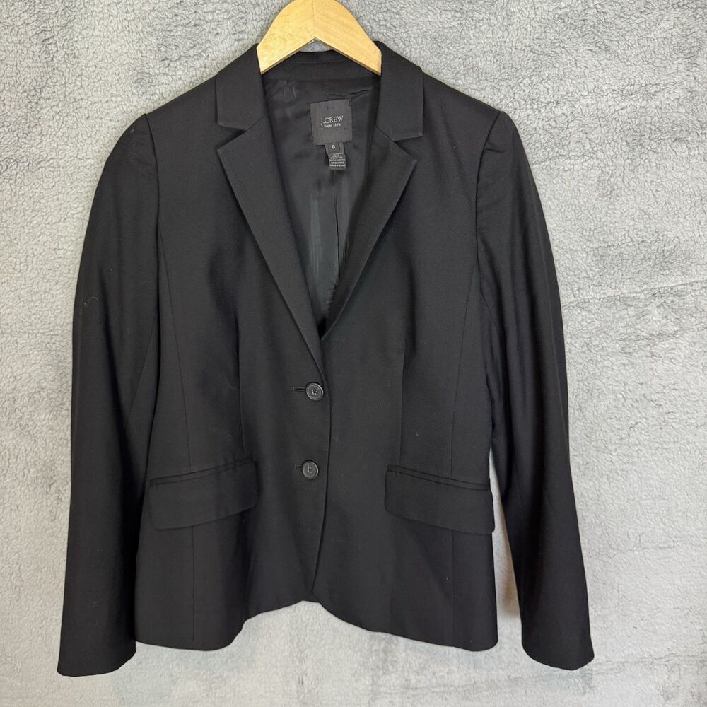 J. Crew Blazer Womens‎ 8 Black Super 120S Wool Blazer Jacket